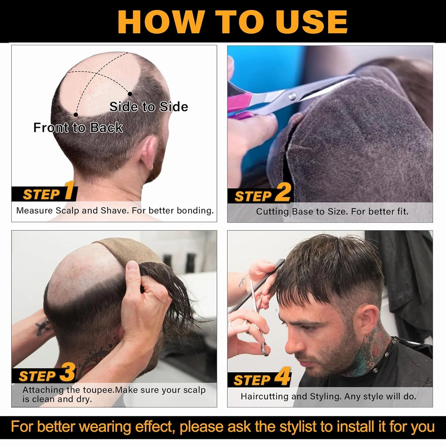 BEEOS 0.03mm Thin Skin Toupee for Men, V-looped and No Knots 100% Human Hair Mens Hairpiece 90% Light Density, 8x10 Inch Transparent PU Base Mens Hair Replacement System #1B Natural Black