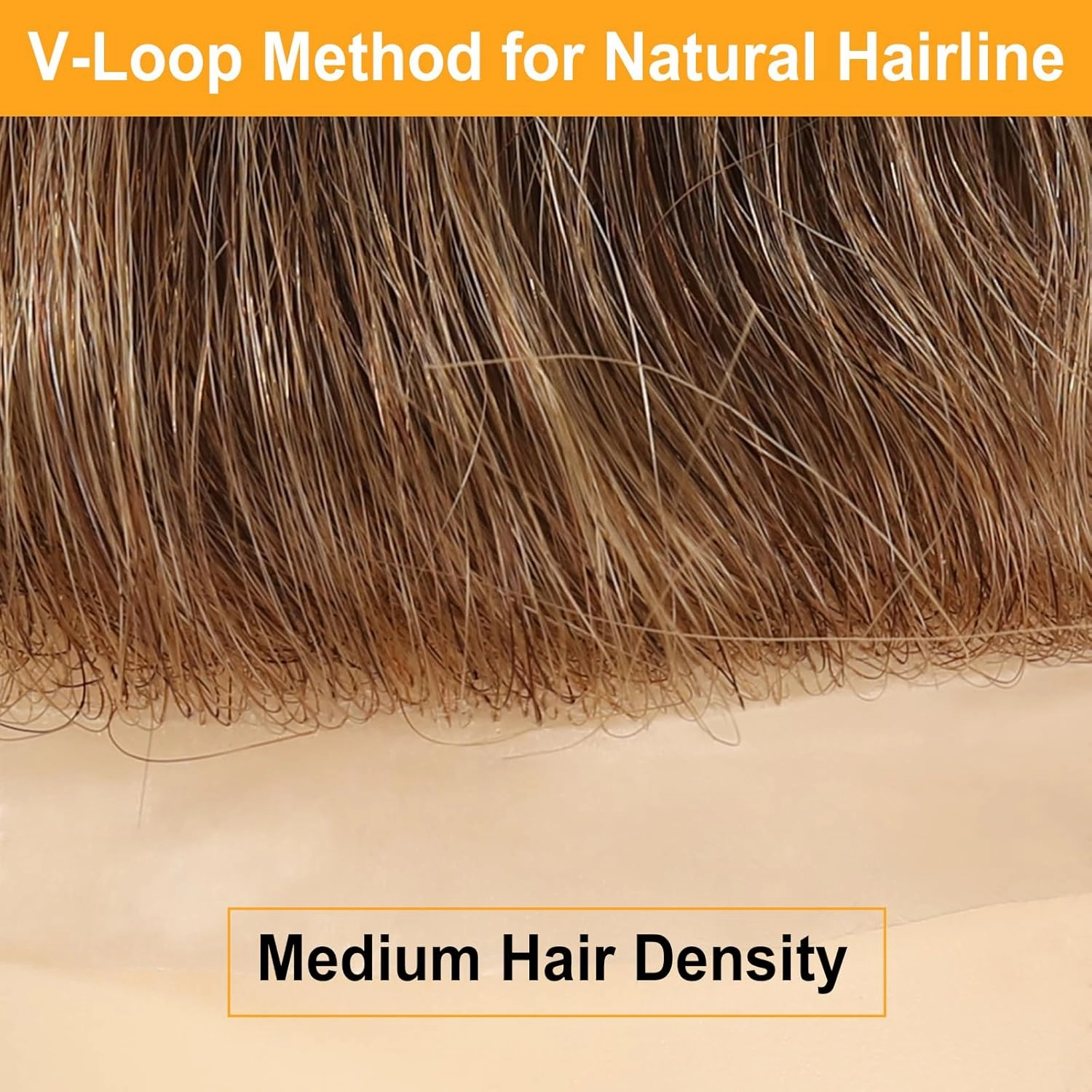 BEEOS 0.03mm Ultra-thin Skin Toupee Hair for Men, V-looped 8x10 Inch PU Base #18 Blonde Real Human Hair Mens Hairpiece