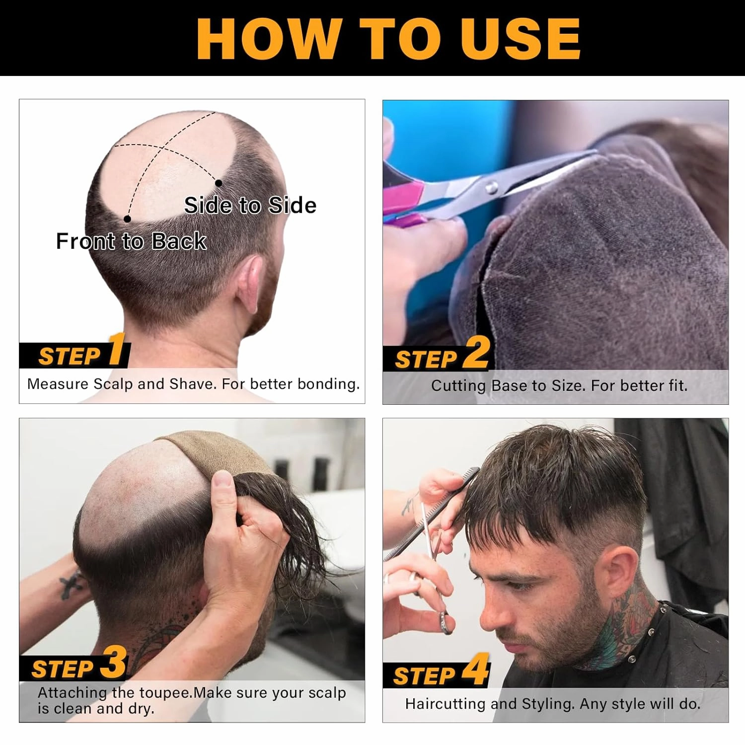 BEEOS 0.06mm Thin Skin Toupee Hair for Men, #18 Blonde V-looped Real Human Hair System Mens Hairpiece 8x10 Inch PU Base
