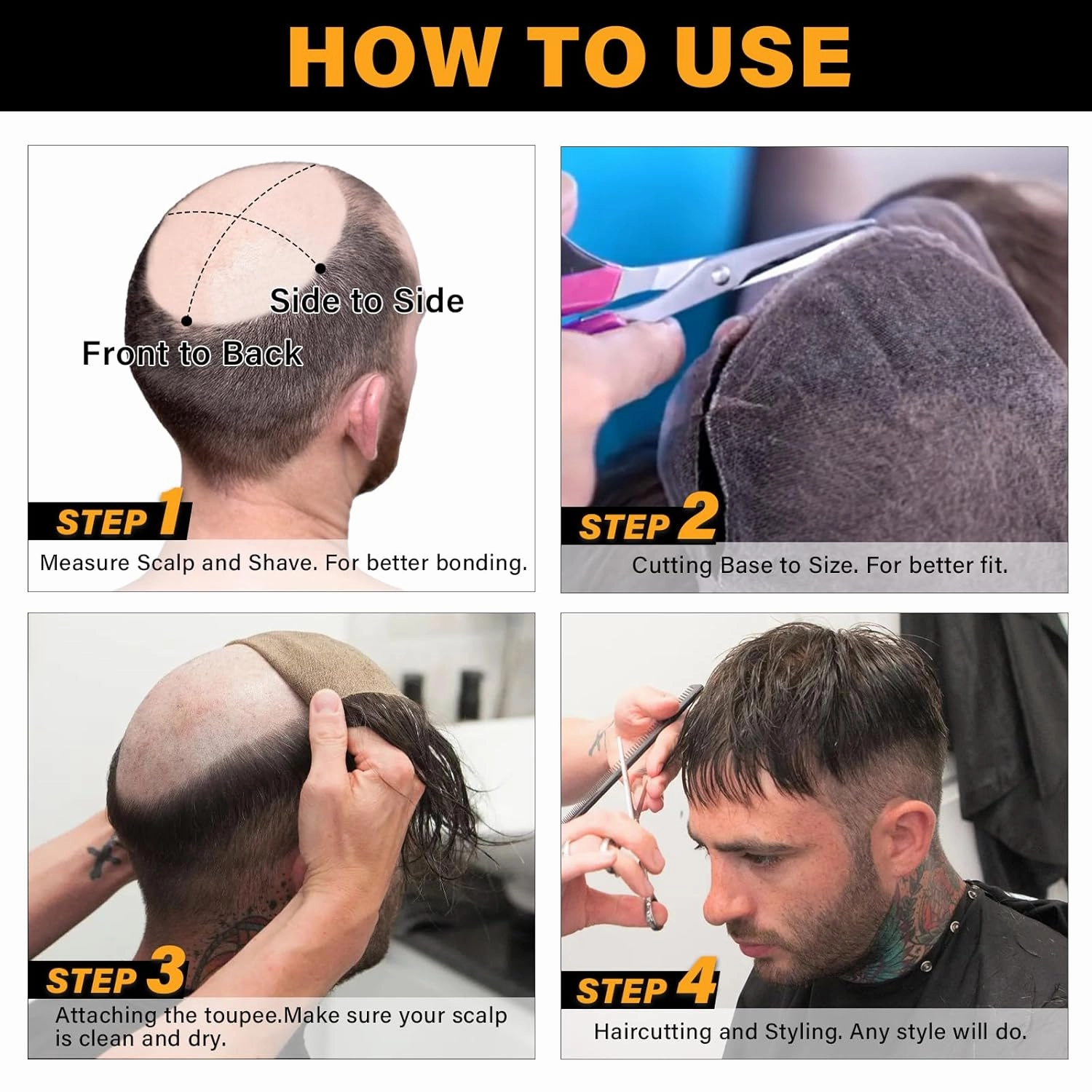 BEEOS 0.06mm Ultra Thin Skin Toupee for Men, V-looped Real Human Hair Mens Hair Piece 8x10 Inch PU Base Hair Replacement System #1B30 Natural Black with 30% Grey