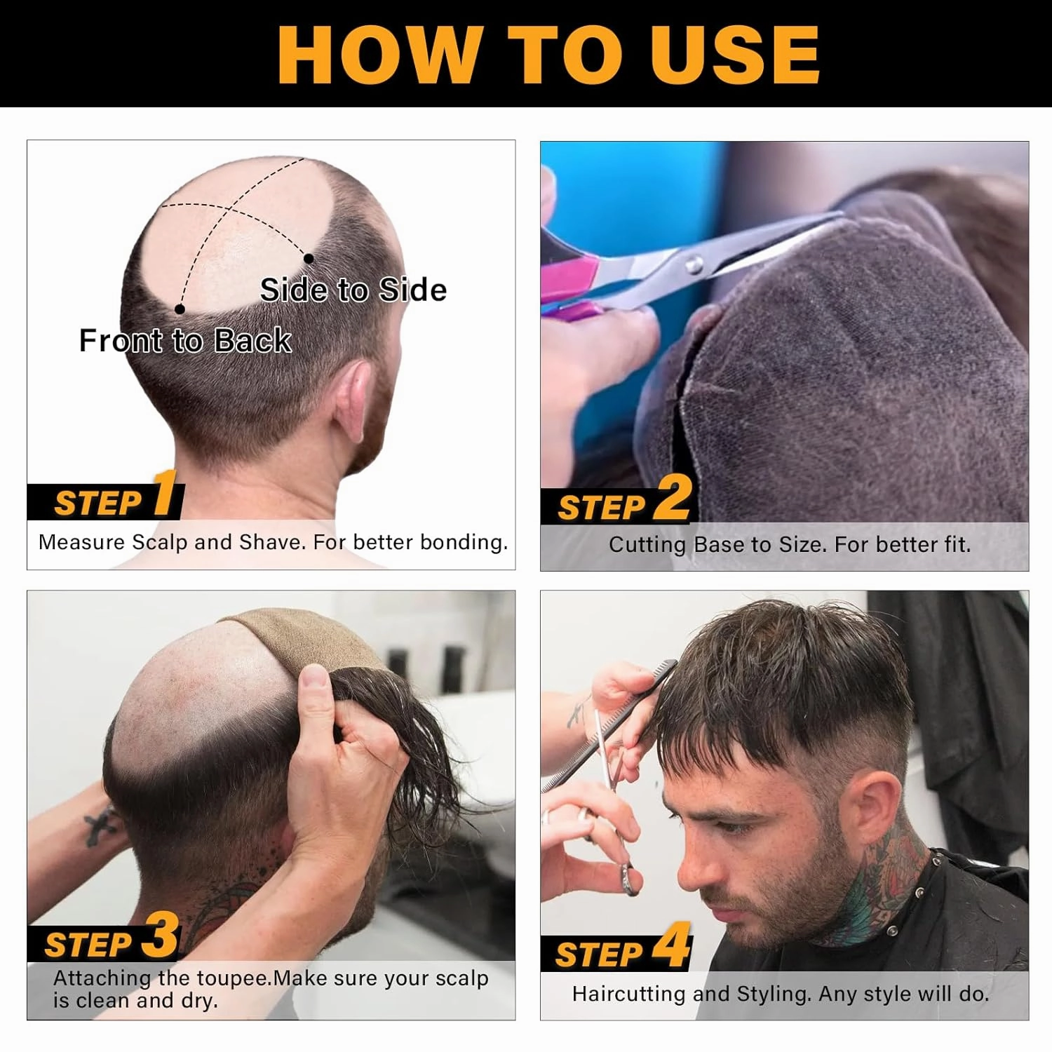 BEEOS 0.08mm Thin Skin Toupee for Men, 8x10 Inch PU Base V-looped Real Human Hair Mens Hair Piece, Mens Toupee #1B10 Natural Black with 10% Grey