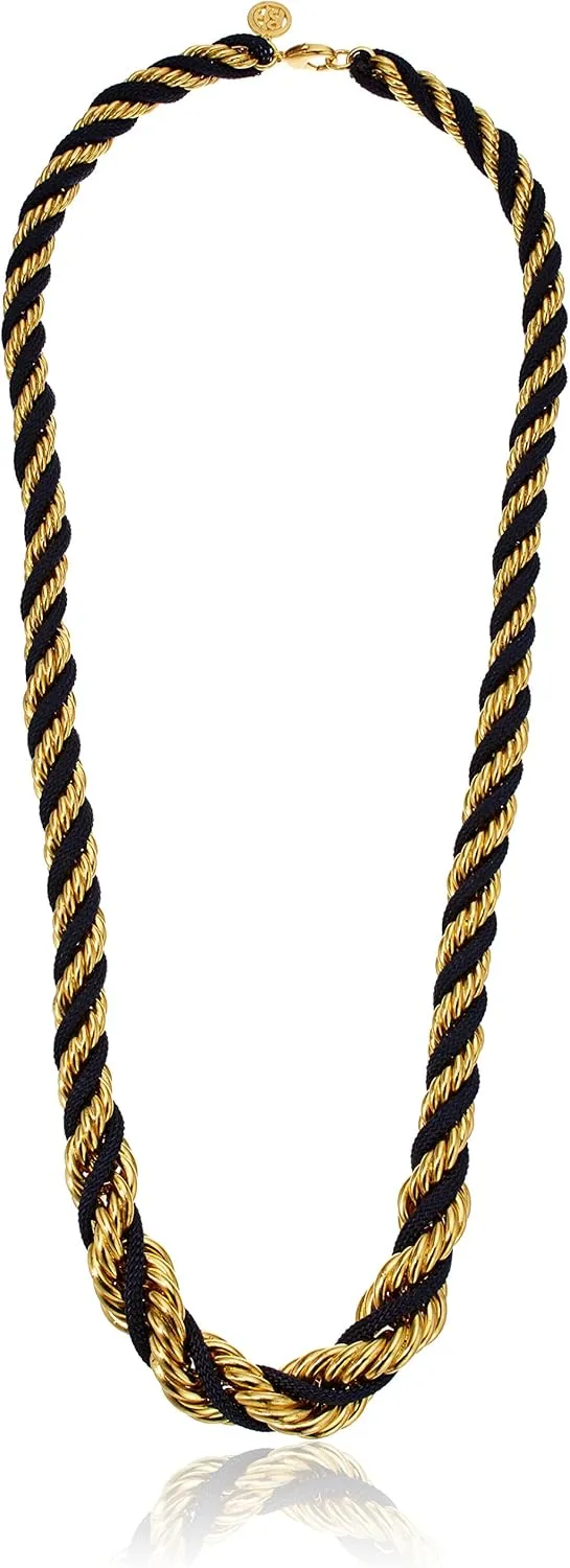 Ben-Amun Jewelry St. Tropez Long Gold and Navy Rope Necklace, 33"