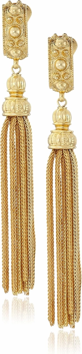 Ben-Amun Jewelry St. Tropez Tassel Gold Clip-On Earrings (11120)