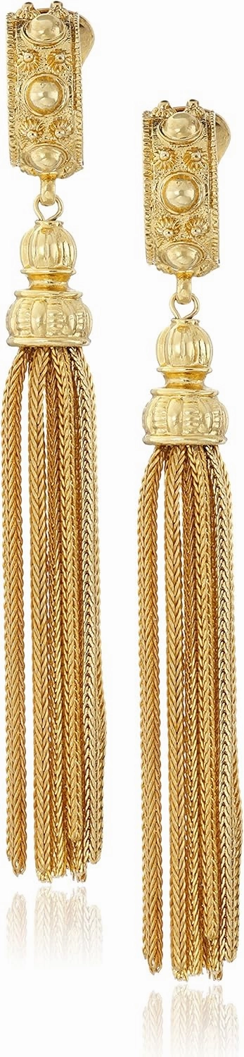 Ben-Amun Jewelry St. Tropez Tassel Gold Clip-On Earrings (11120)