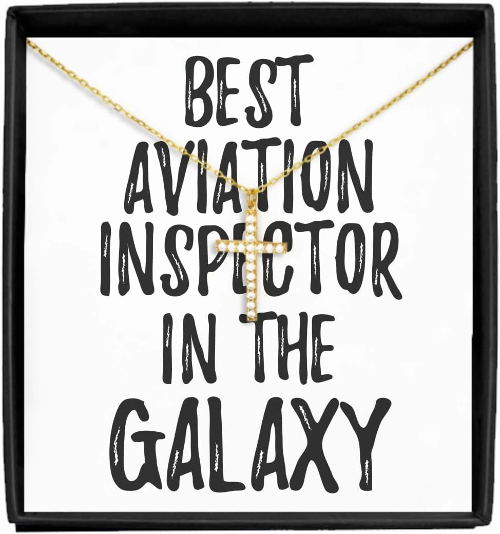Best Aviation Inspector In The Galaxy Necklace Pendant Funny Sci-fi Lover Gift Geek Coworker Present Jewelry With Chain Message Card Box