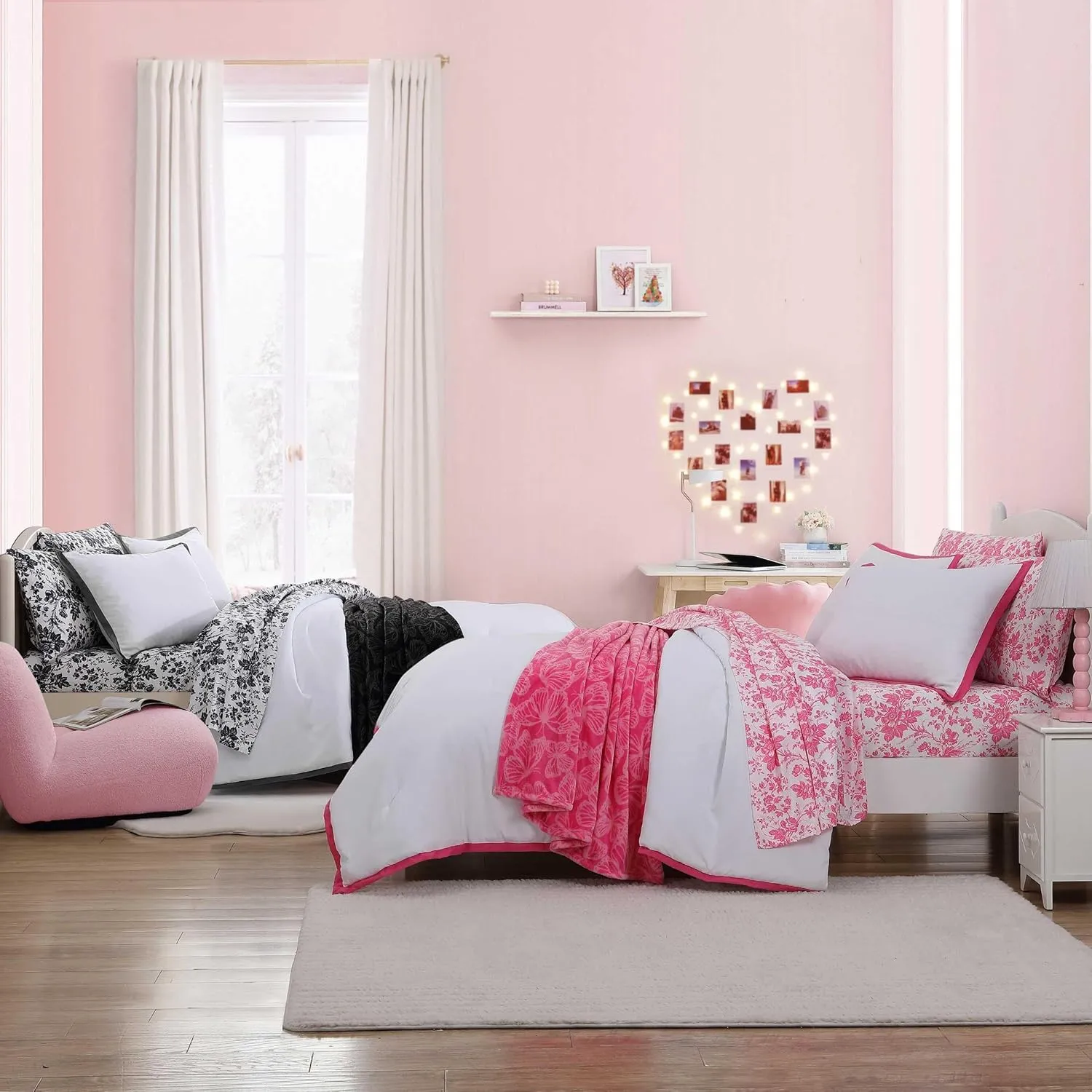 Betsey Johnson - Comforter Set, Soft Bedding with Matching Sham, Bonus Throw Included, Ideal Dorm Essentials (Signature Hotel Solid Pink, Twin)