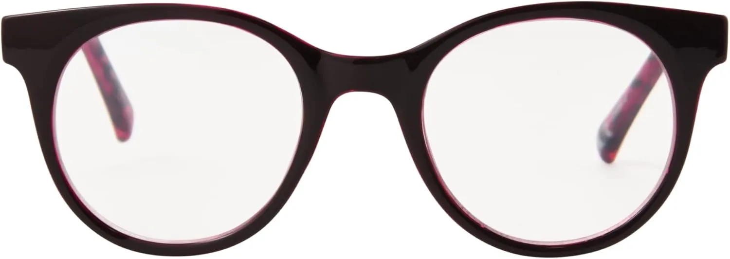 Betsey Johnson Women's Sparkle & Shimmer Reading Glasses Round Blue Light, Pink, 48 mm   0