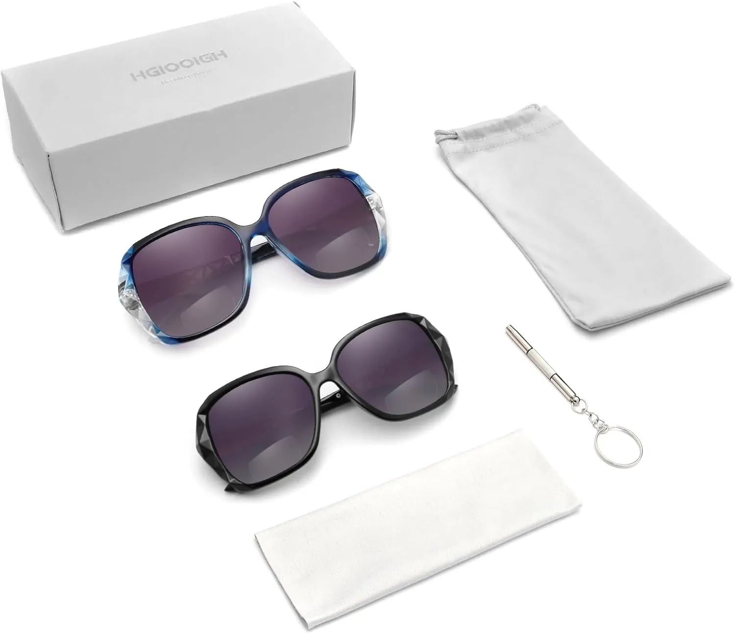 Bifocal Reading Sunglasses for Women Oversized Square Sun Reader Sparkling Composite Shiny Sunglasses with readers