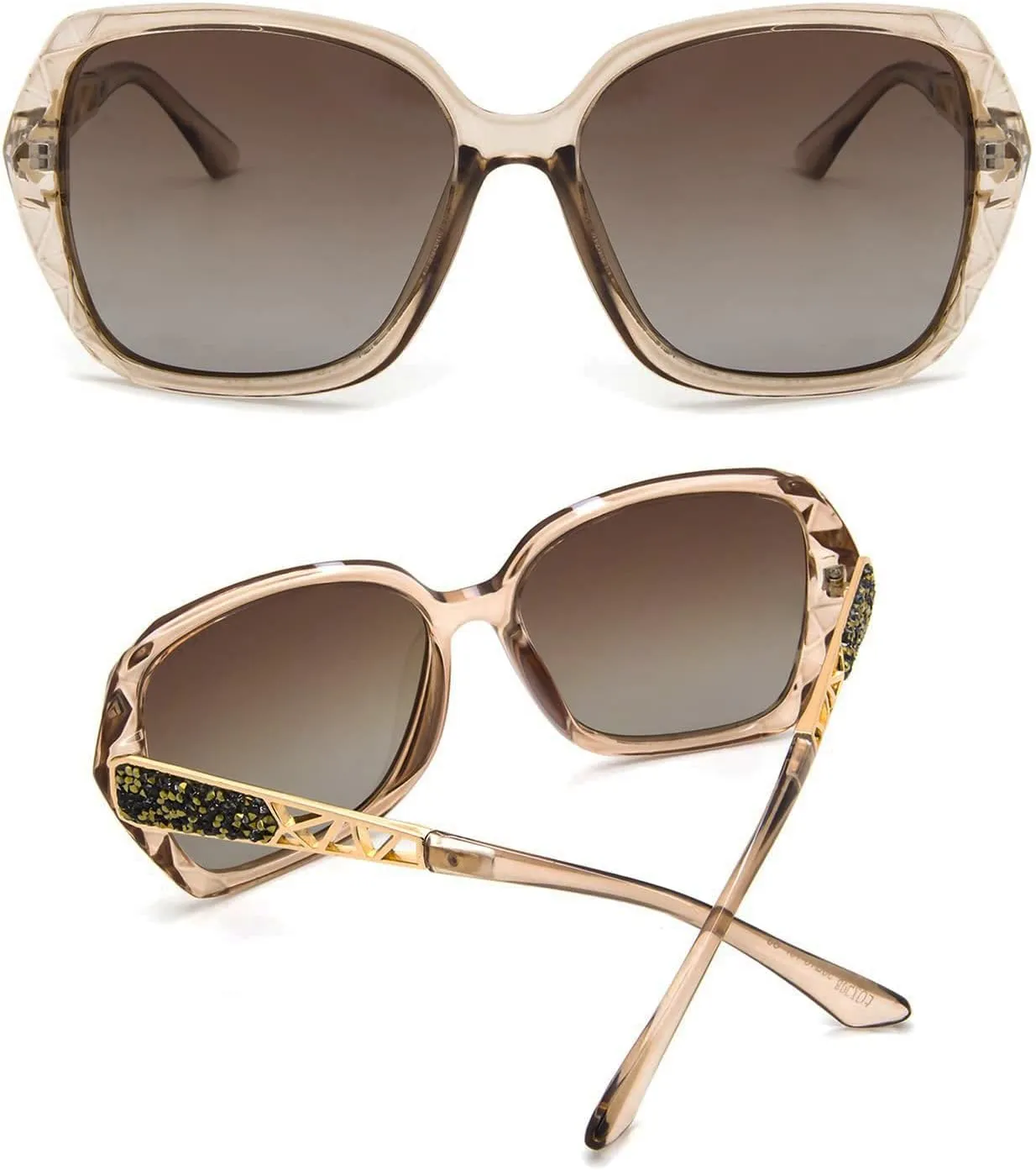Bifocal Reading Sunglasses for Women Oversized Square Sun Reader Sparkling Composite Shiny Sunglasses with readers