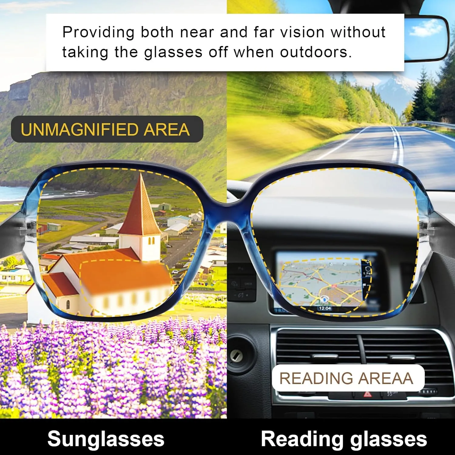 Bifocal Reading Sunglasses for Women Oversized Square Sun Reader Sparkling Composite Shiny Sunglasses with readers