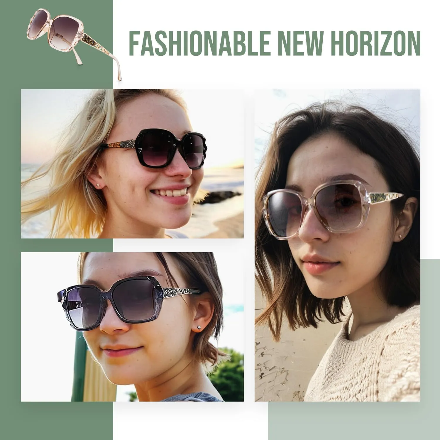 Bifocal Reading Sunglasses for Women Oversized Square Sun Reader Sparkling Composite Shiny Sunglasses with readers