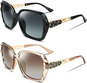 Bifocal Reading Sunglasses for Women Oversized Square Sun Reader Sparkling Composite Shiny Sunglasses with readers