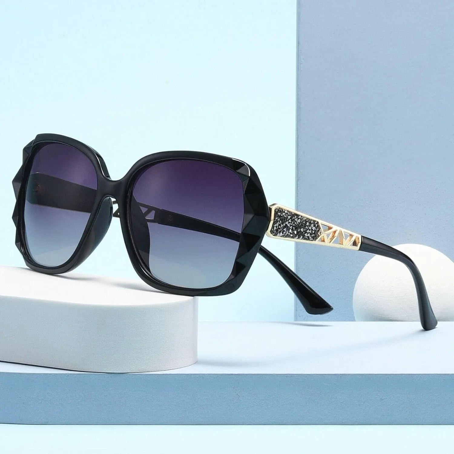 Bifocal Reading Sunglasses for Women Oversized Square Sun Reader Sparkling Composite Shiny Sunglasses with readers