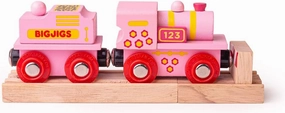 Bigjigs Rail Pink 123 Engine - Other Major Wooden Rail Brands are Compatible