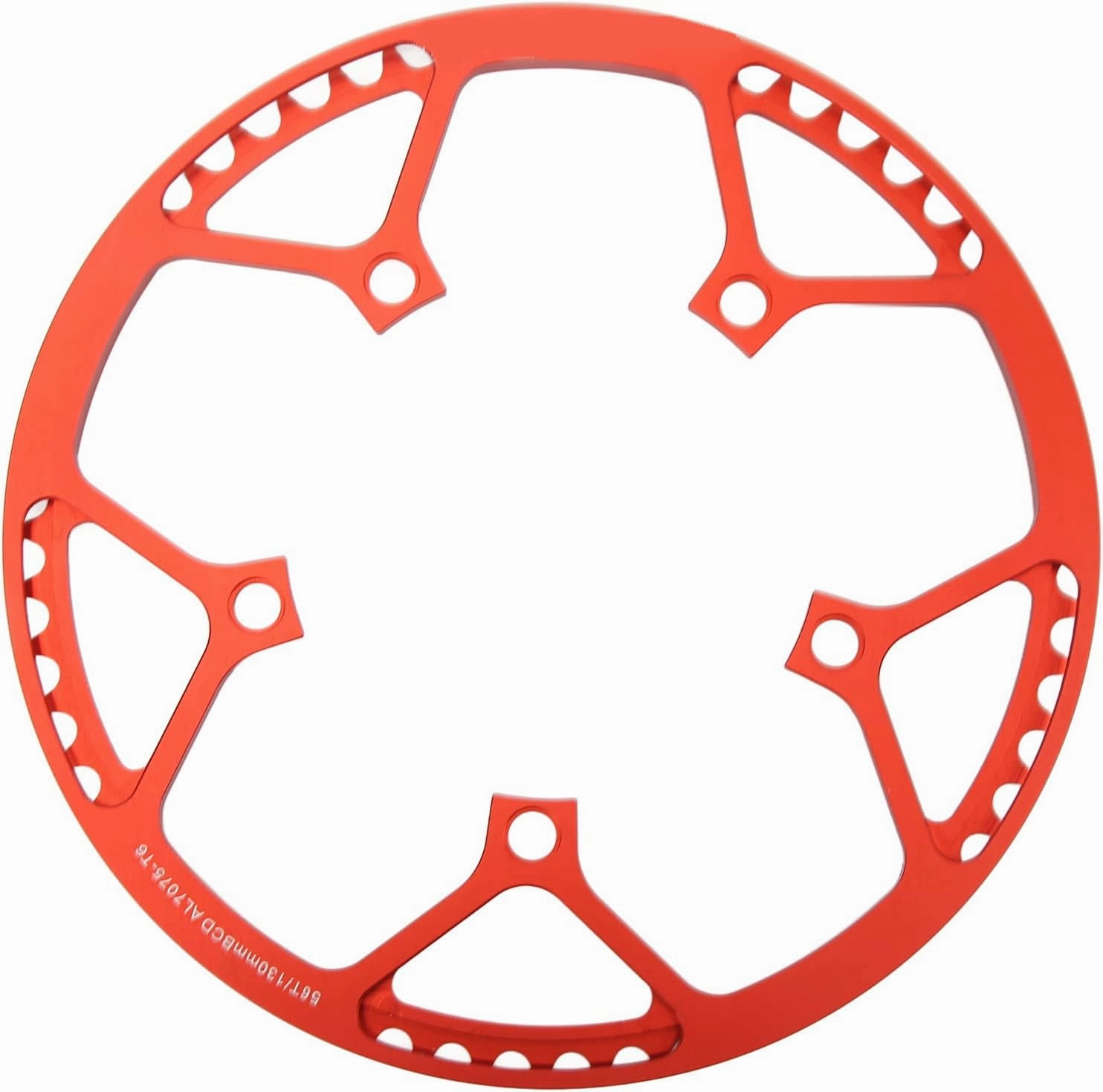 Bike Chainring 56T 130BCD Red Aluminum Alloy Lightweight Folding Bike Chainwheel with Guard Plate