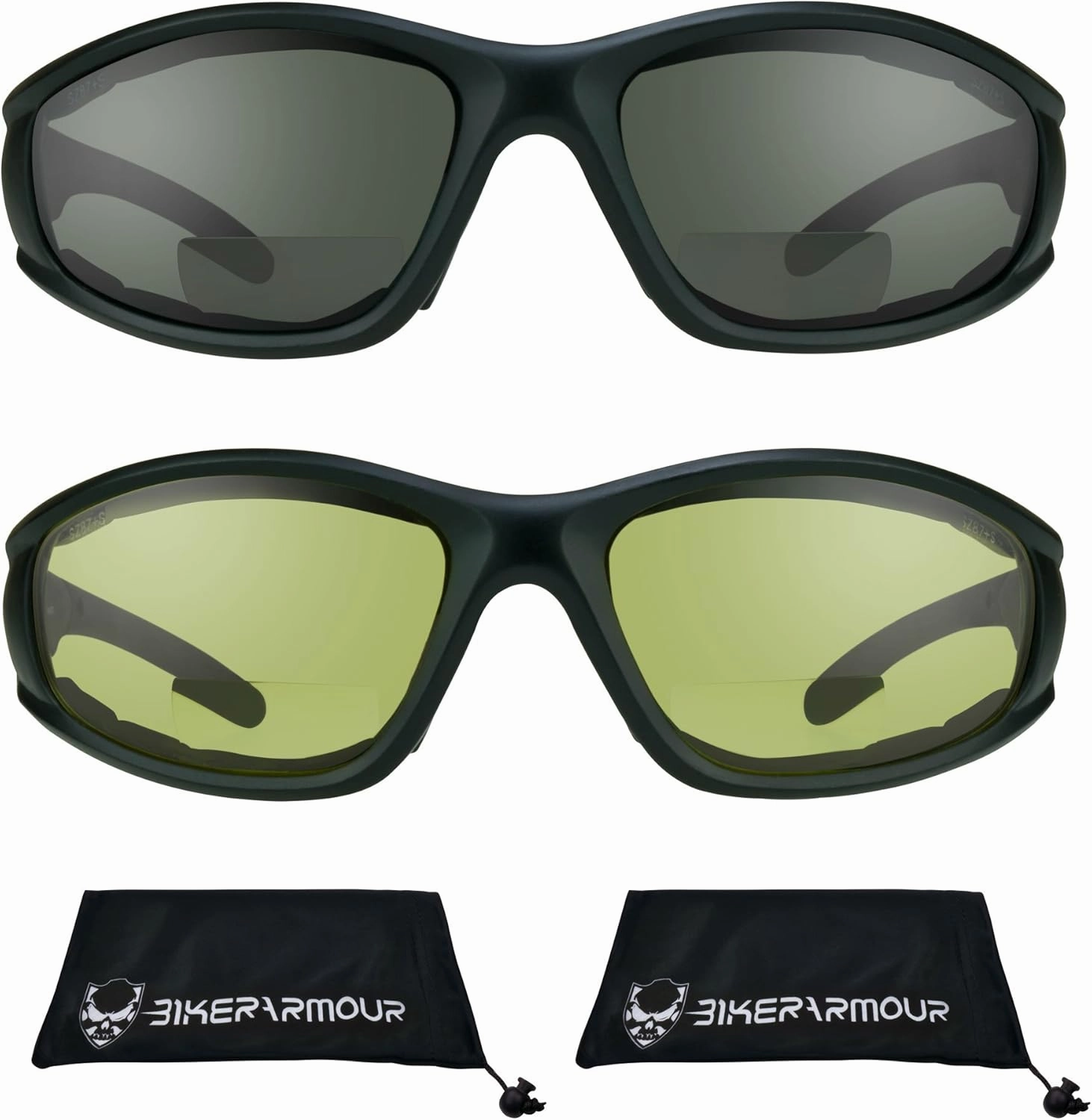 Bikershades Motorcycle Bifocal Sunglass Reader Safety Protective Goggles w/Foam Padding Men Women Z87 Fit Large Head Sizes