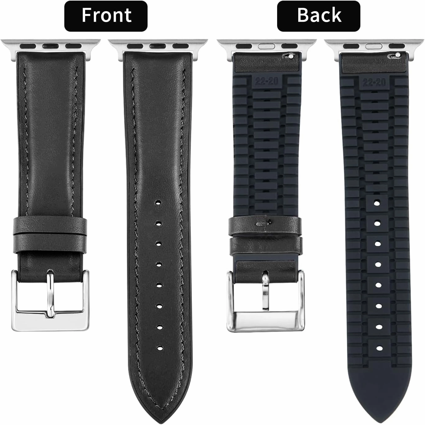 BINLUN Compatible with Apple Watch Bands Leather Silicone-Lined Elegant Sweatproof 38mm 40mm 41mm /42mm 44mm 45mm 46mm 49mm Replacement Strap for iWatch Ultra/SE 10/9/8/7/6/5/4/3/2/1 Men Women