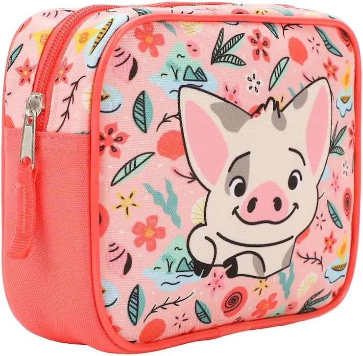 Bioworld Moana Pua & Moana Tropical Print Youth 4-Piece Carry On Luggage Travel Set
