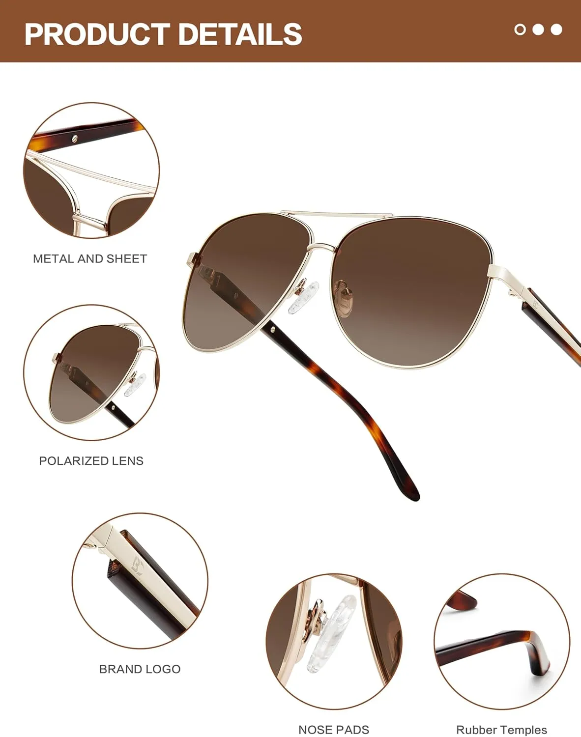 BIRCEN Polarized Aviator Sunglasses for Women : UV Protection Acetate Square Sunglass With Retro Classic Style