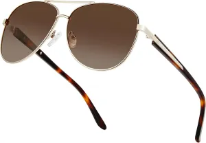 BIRCEN Polarized Aviator Sunglasses for Women : UV Protection Acetate Square Sunglass With Retro Classic Style