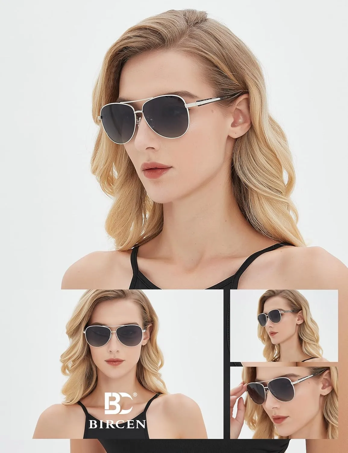BIRCEN Polarized Aviator Sunglasses for Women : UV Protection Acetate Square Sunglass With Retro Classic Style