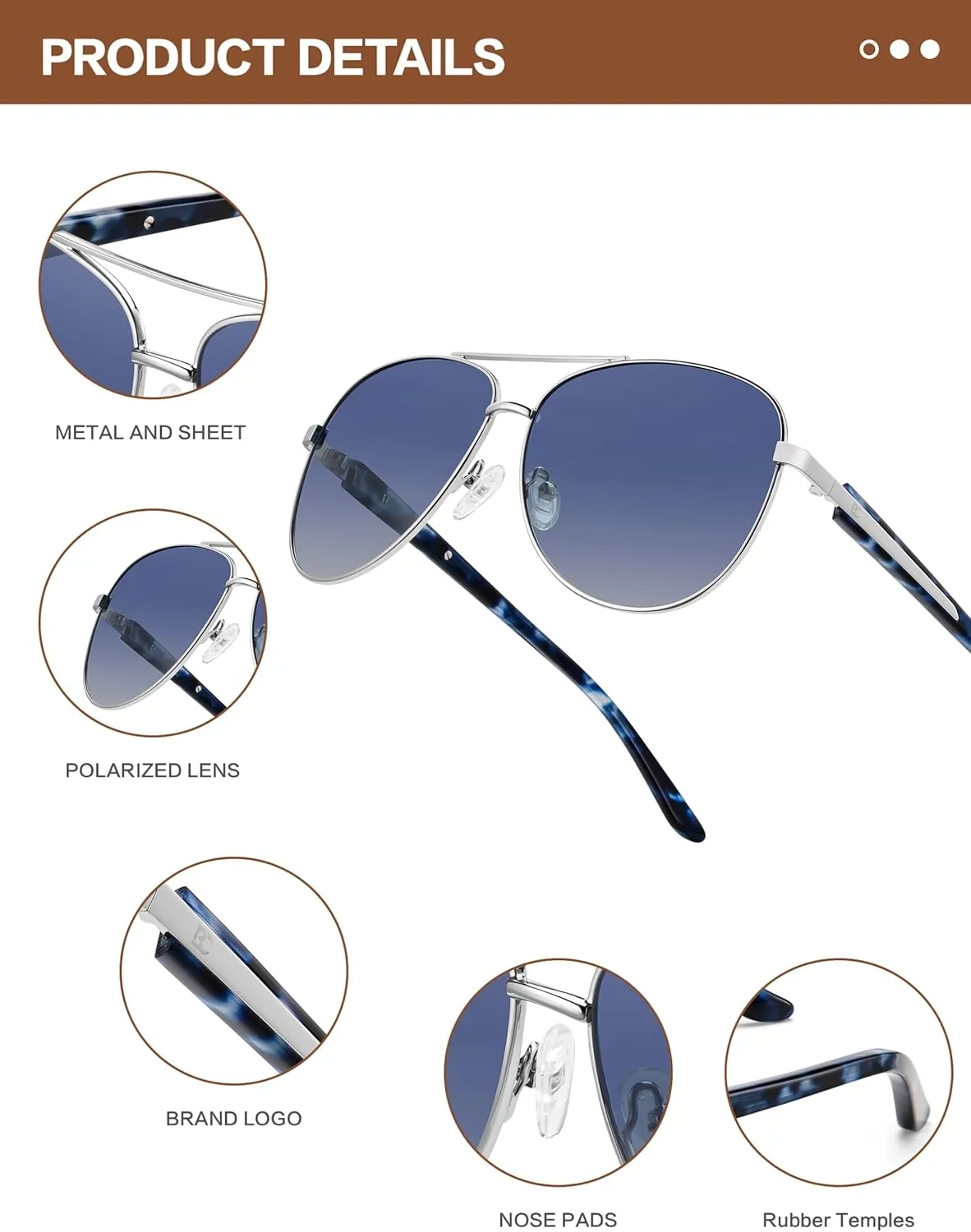 BIRCEN Polarized Aviator Sunglasses for Women : UV Protection Acetate Square Sunglass With Retro Classic Style