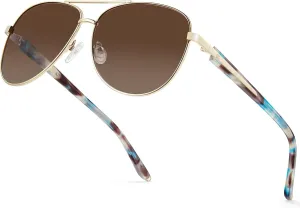 BIRCEN Polarized Aviator Sunglasses for Women : UV Protection Acetate Square Sunglass With Retro Classic Style
