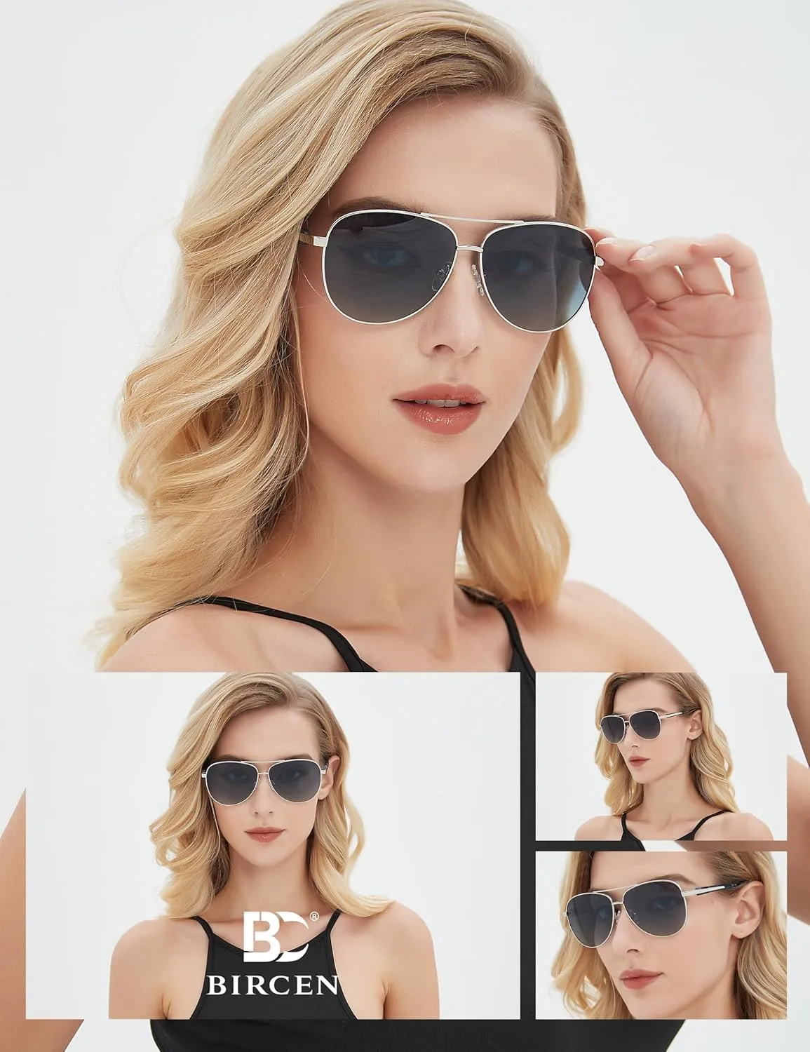 BIRCEN Polarized Aviator Sunglasses for Women : UV Protection Acetate Square Sunglass With Retro Classic Style