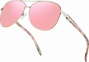 BIRCEN Polarized Aviator Sunglasses for Women : UV Protection Acetate Square Sunglass With Retro Classic Style