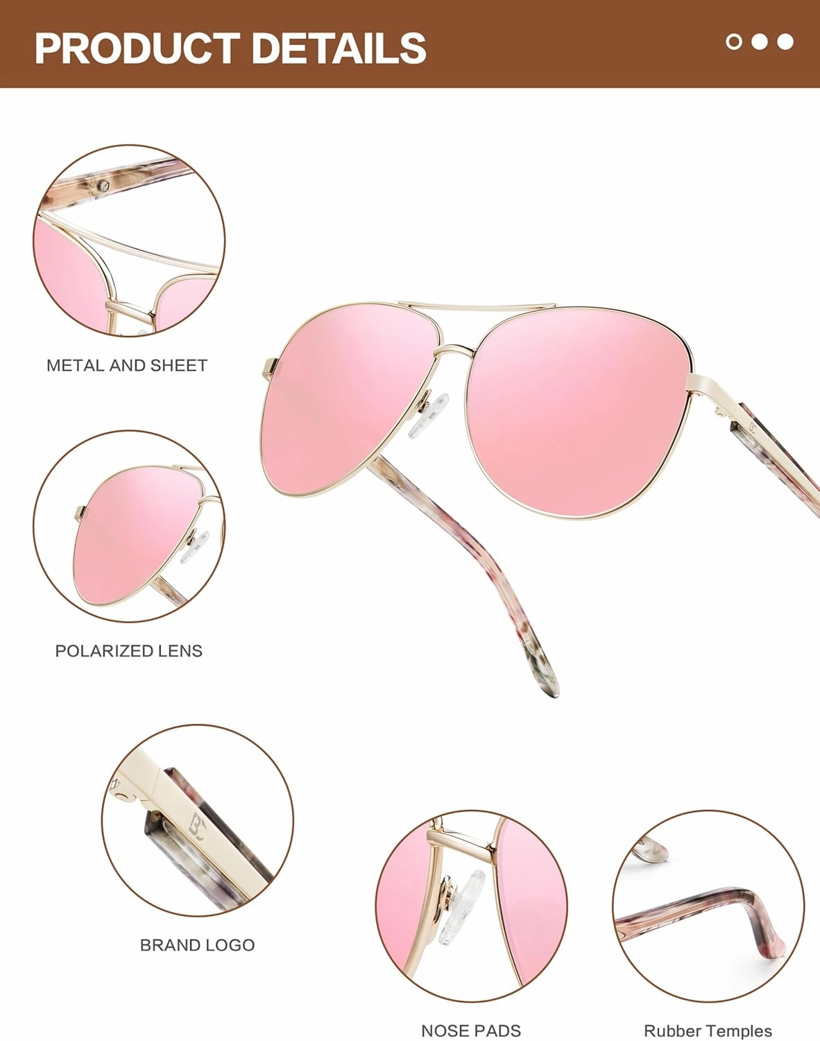 BIRCEN Polarized Aviator Sunglasses for Women : UV Protection Acetate Square Sunglass With Retro Classic Style