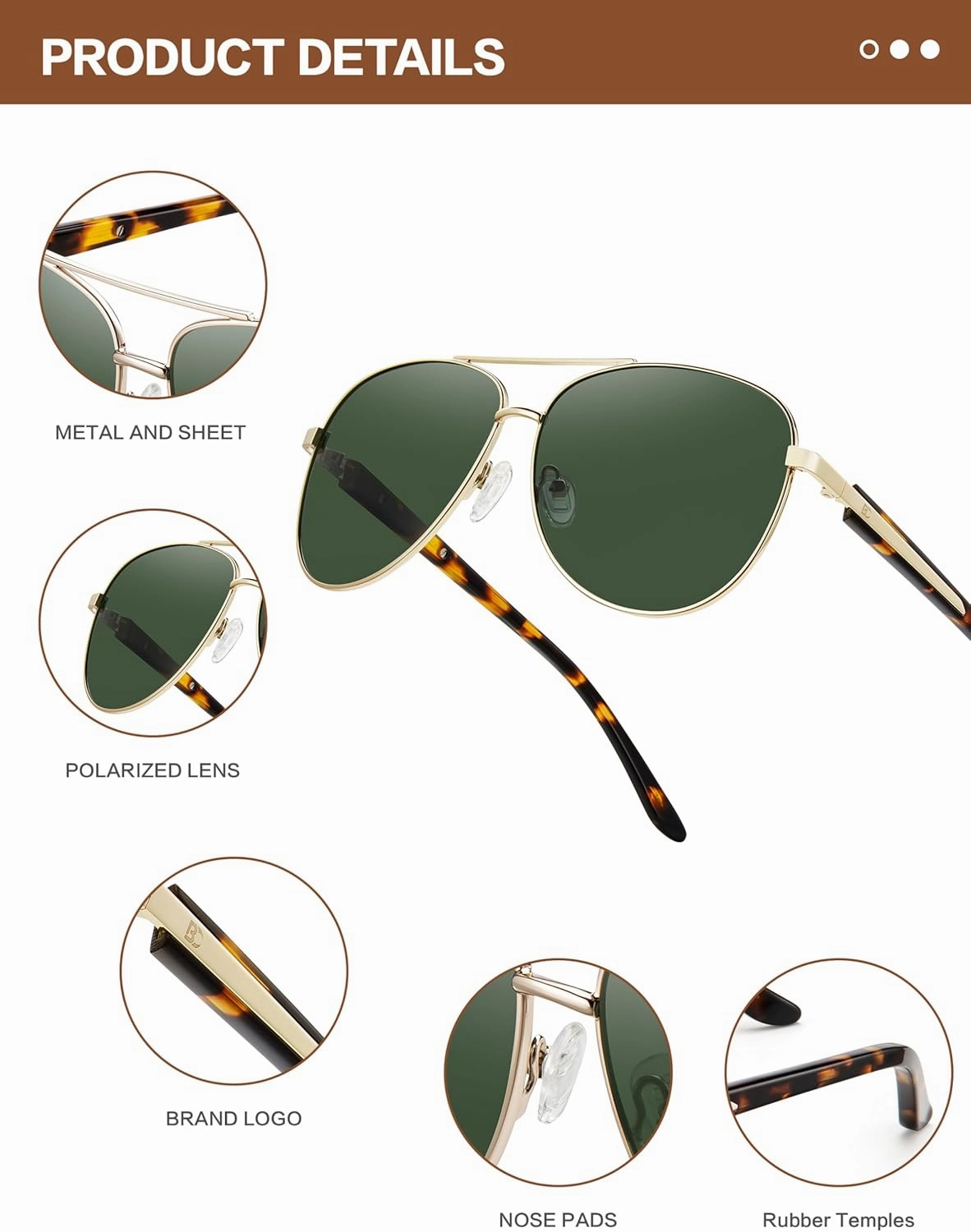 BIRCEN Polarized Aviator Sunglasses for Women : UV Protection Acetate Square Sunglass With Retro Classic Style