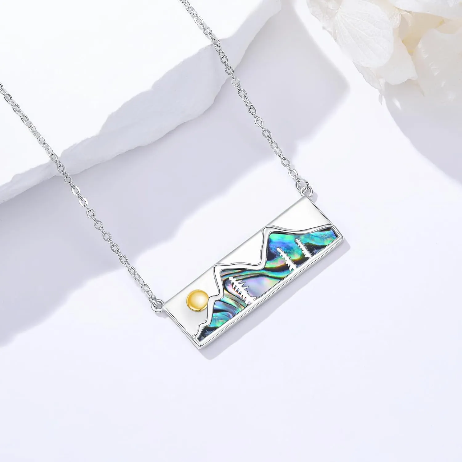 Birth Flower Necklace 925 Sterling Sliver Natural Pendant Jewelry Birthday Gifts for Women Mom Hikers Campers