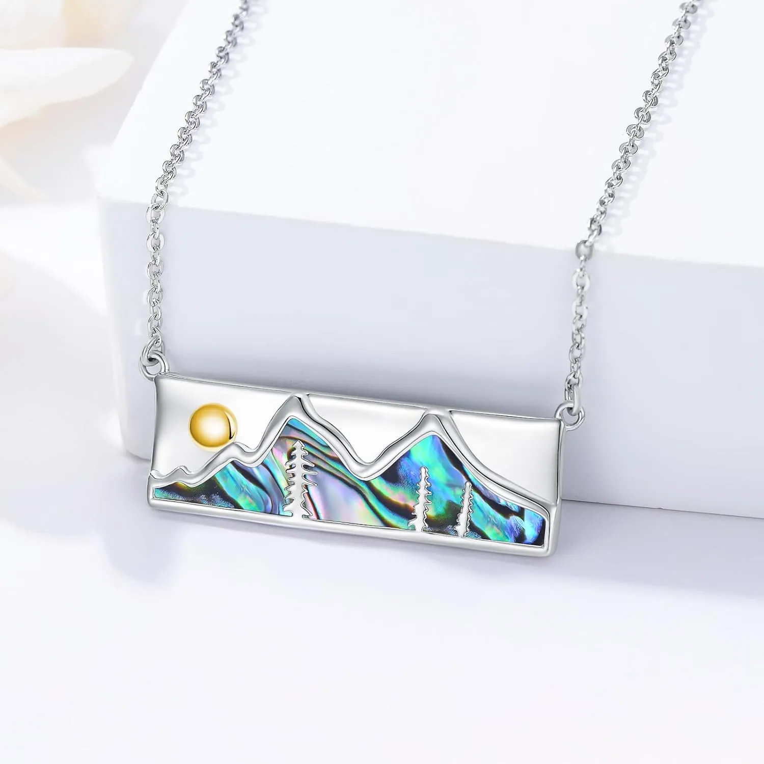 Birth Flower Necklace 925 Sterling Sliver Natural Pendant Jewelry Birthday Gifts for Women Mom Hikers Campers