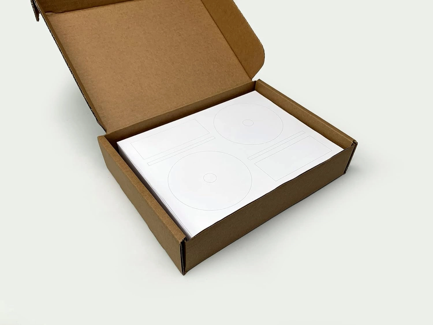 Blank Labels CD/DVD Photo Gloss Labels, Memorex Full Face Compatible Small Center Style Case and Spine Labels, Inkjet Guaranteed Easy Peel Made in USA - 50 Sheets - 100 Disc Labels