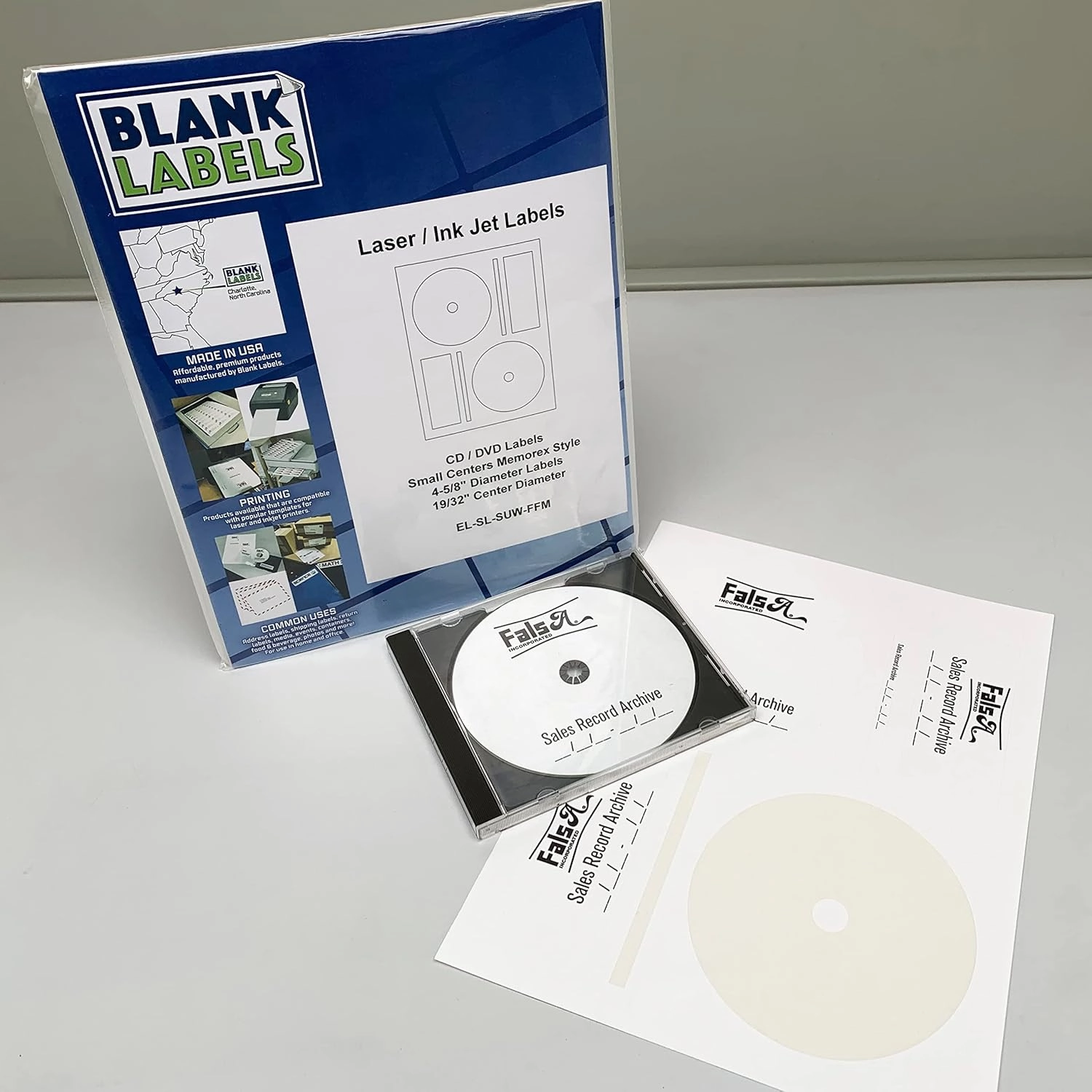 Blank Labels CD/DVD Photo Gloss Labels, Memorex Full Face Compatible Small Center Style Case and Spine Labels, Inkjet Guaranteed Easy Peel Made in USA - 50 Sheets - 100 Disc Labels