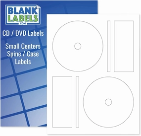Blank Labels CD/DVD Photo Gloss Labels, Memorex Full Face Compatible Small Center Style Case and Spine Labels, Inkjet Guaranteed Easy Peel Made in USA - 50 Sheets - 100 Disc Labels