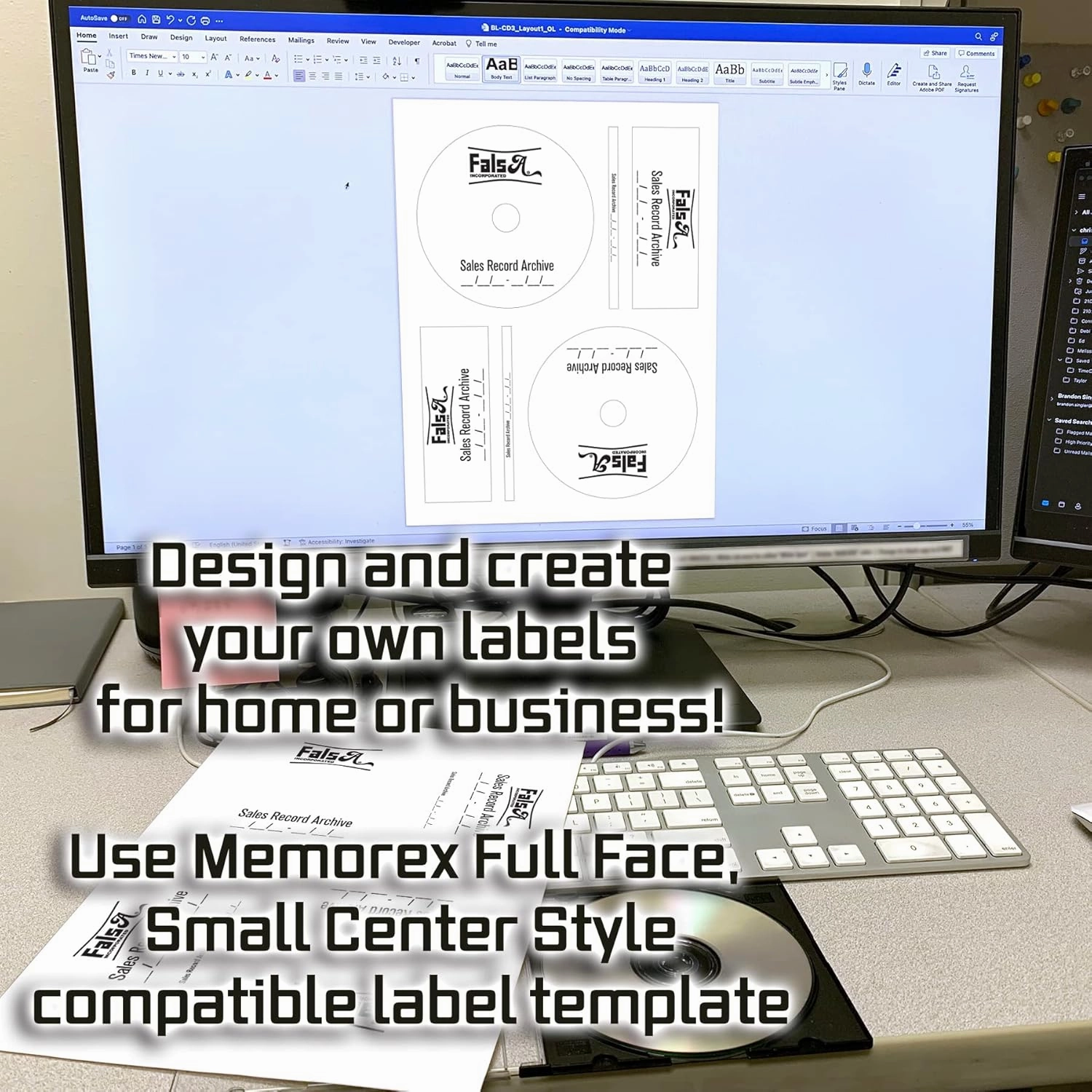 Blank Labels CD/DVD Photo Gloss Labels, Memorex Full Face Compatible Small Center Style Case and Spine Labels, Inkjet Guaranteed Easy Peel Made in USA - 50 Sheets - 100 Disc Labels