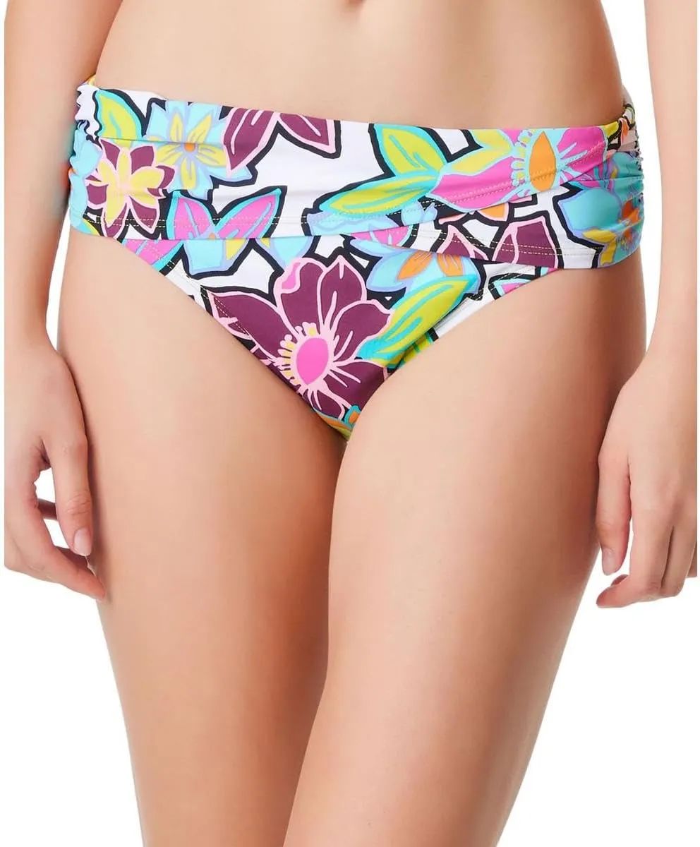 Bleu Rod Beattie Womens Floral Print Hipster Swim Bottom Separates White 10