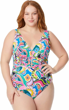 Bleu Rod Beattie Over The Shoulder One-Piece Swimsuit W/Molded Cups, from Go for Bold, Size 20W