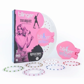 blinger® Limited Edition Reflections Starter Set | Pearlized Pink Styling Tool   90 Precision-Cut Glass Crystals | Add Sparkly Gems to your Hair | Perfect for Concerts, Festivals, Dances & Prom!