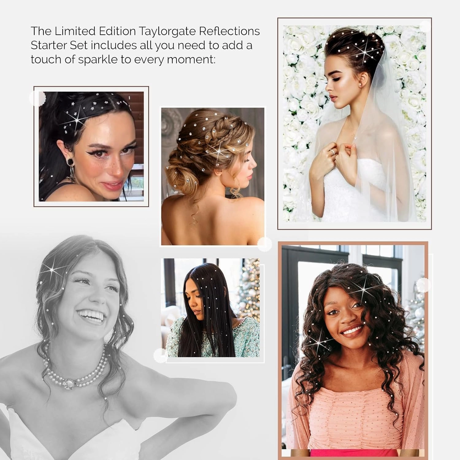 blinger® Limited Edition Reflections Starter Set | Pearlized Pink Styling Tool   90 Precision-Cut Glass Crystals | Add Sparkly Gems to your Hair | Perfect for Concerts, Festivals, Dances & Prom!