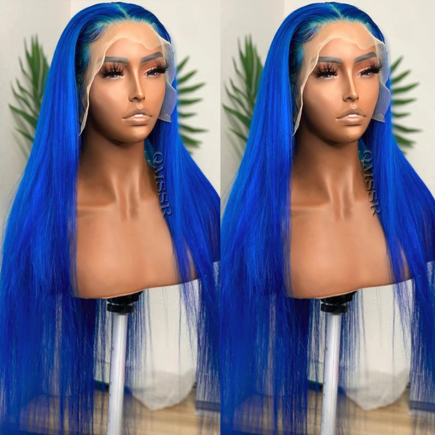 Blue Color Long Straight Hair Synthetic Lace Front Wigs for Fashion Women Royal Blue Lace Front Wigs with Baby Hair Heat Resistant Fiber Hair Wig Natural Hairline