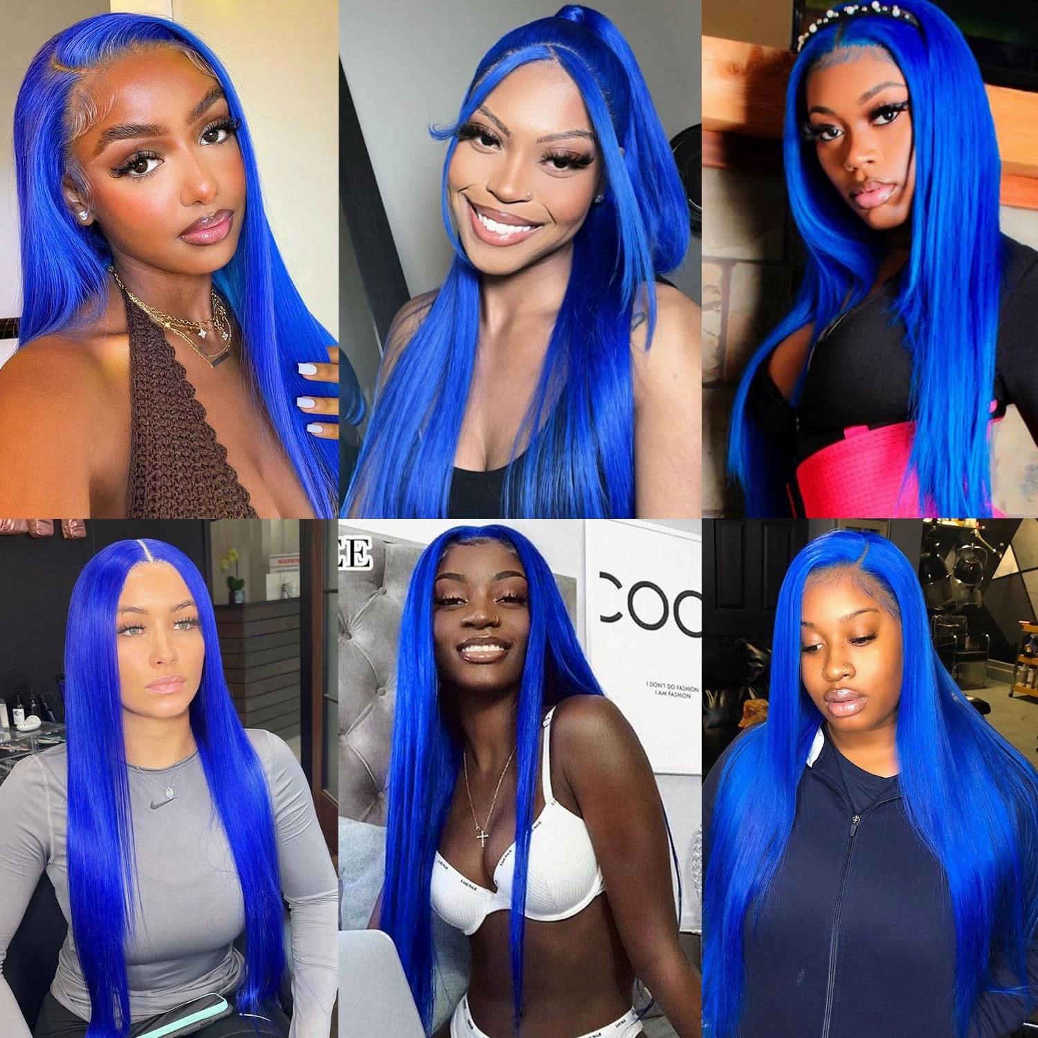 Blue Color Long Straight Hair Synthetic Lace Front Wigs for Fashion Women Royal Blue Lace Front Wigs with Baby Hair Heat Resistant Fiber Hair Wig Natural Hairline
