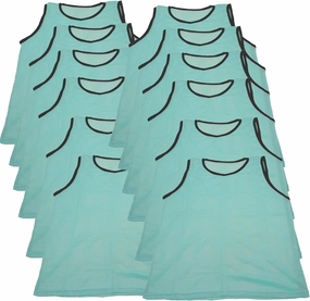 BlueDot Trading 12 Adult Mens Womans Unisex Sports Pinnie Scrimmage Training Vest, Nylon Mesh for Team Practice - For Soccer, Field Hockey, Lacrosse, Football, Basketball, COLOR: Sky Blue (12 Pack)