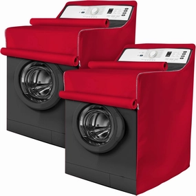 BlueStars 2PCS Washing Machine Covers For Top-load and Front-load Washer/Dryer - Premium Outdoor Protection For Most Washer Dryer Cover - W29”x D28”x H43” (Red)