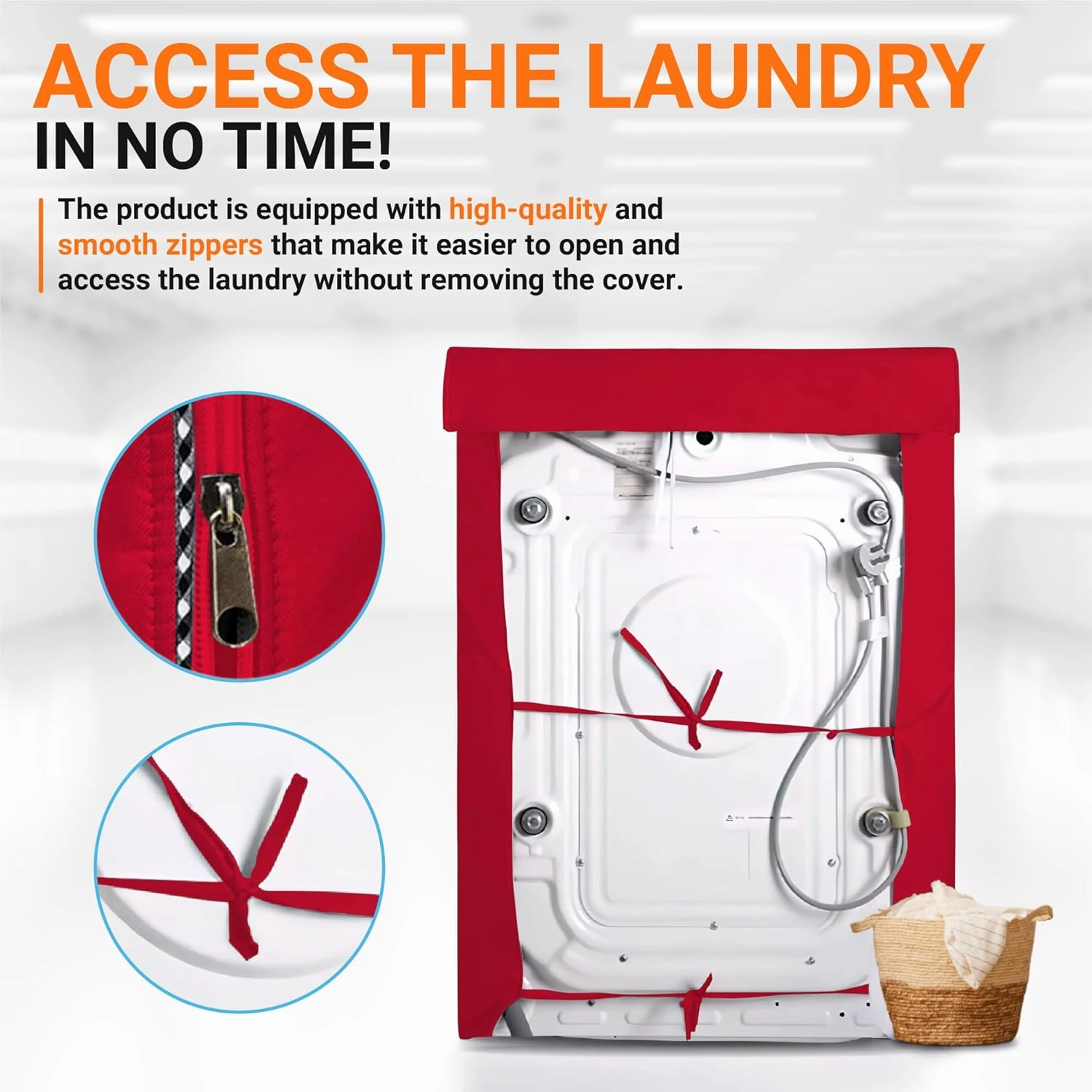 BlueStars 2PCS Washing Machine Covers For Top-load and Front-load Washer/Dryer - Premium Outdoor Protection For Most Washer Dryer Cover - W29”x D28”x H43” (Red)