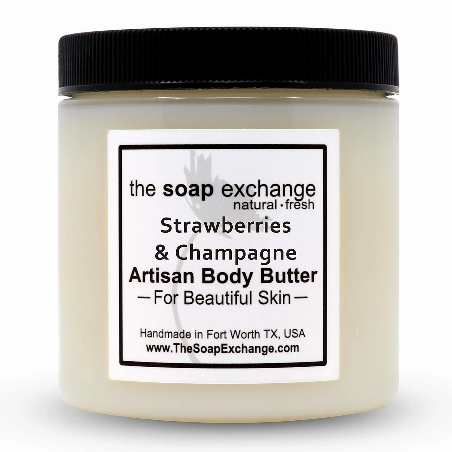 Body Butter - Strawberries & Champagne Scent - Hand Crafted 4 fl oz / 120 ml Natural Artisan Skin Care, Shea Butter, Aloe Vera, Nourish, Moisturize, & Protect. Made in the USA.