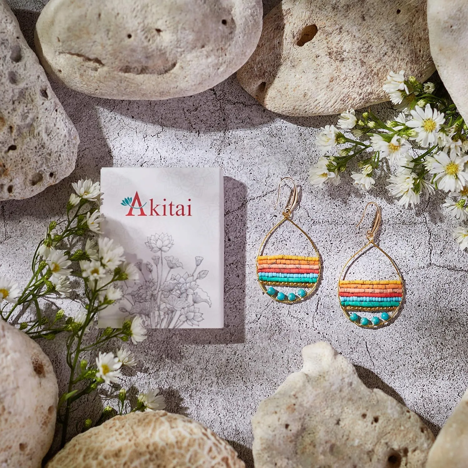 Boho Teardrop Multicolor Earrings Silver and Gold Plated with Colorful Varieties - Handmade Bohemian Turquoise Jewelry for Women and Beach Earrings For Women Vacation