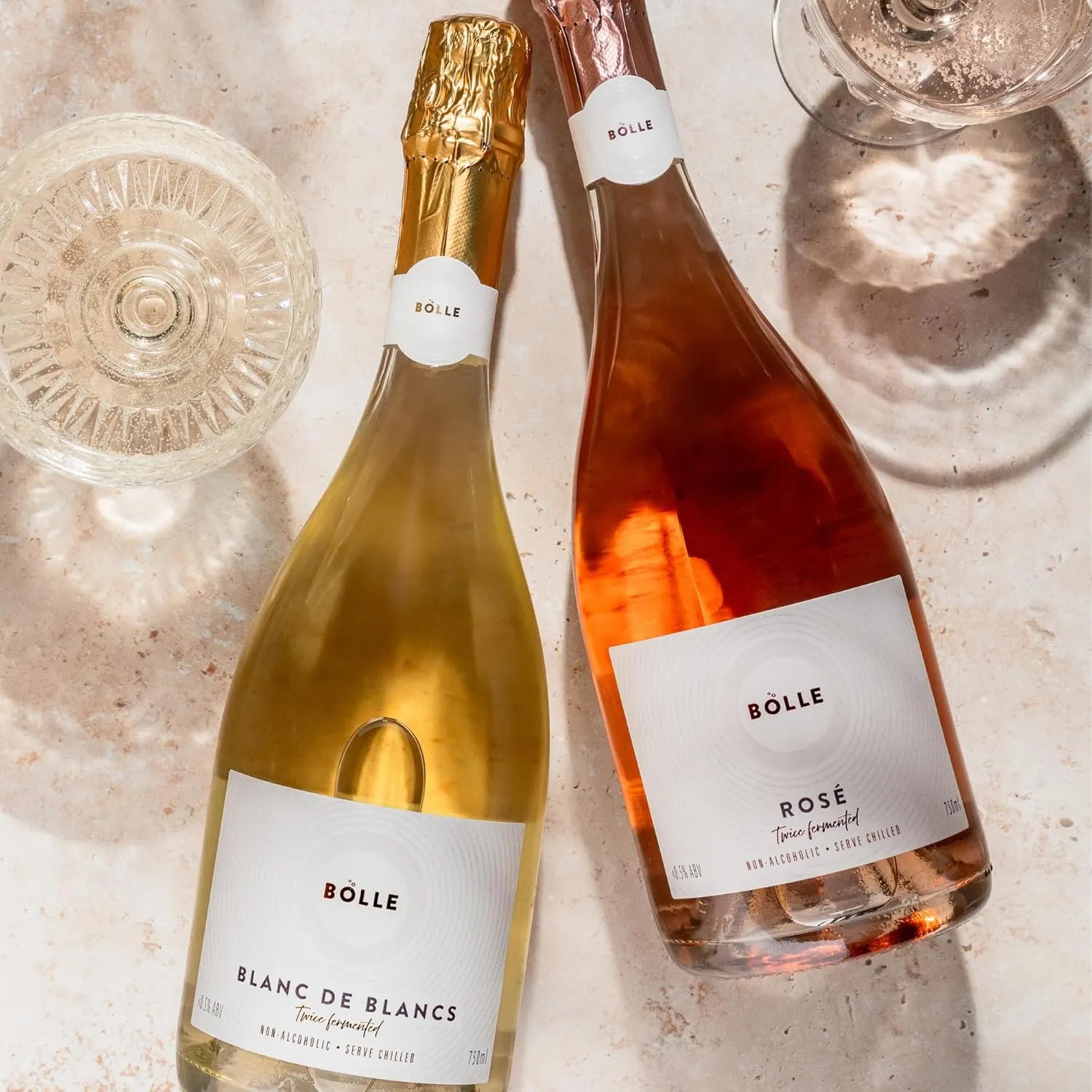 BOLLE Blanc De Blancs <0.5% Non-Alcoholic Sparkling Wine - Premium Champagne Alternative, Low-Calorie, Vegan - 26.4 fl oz (750ml)