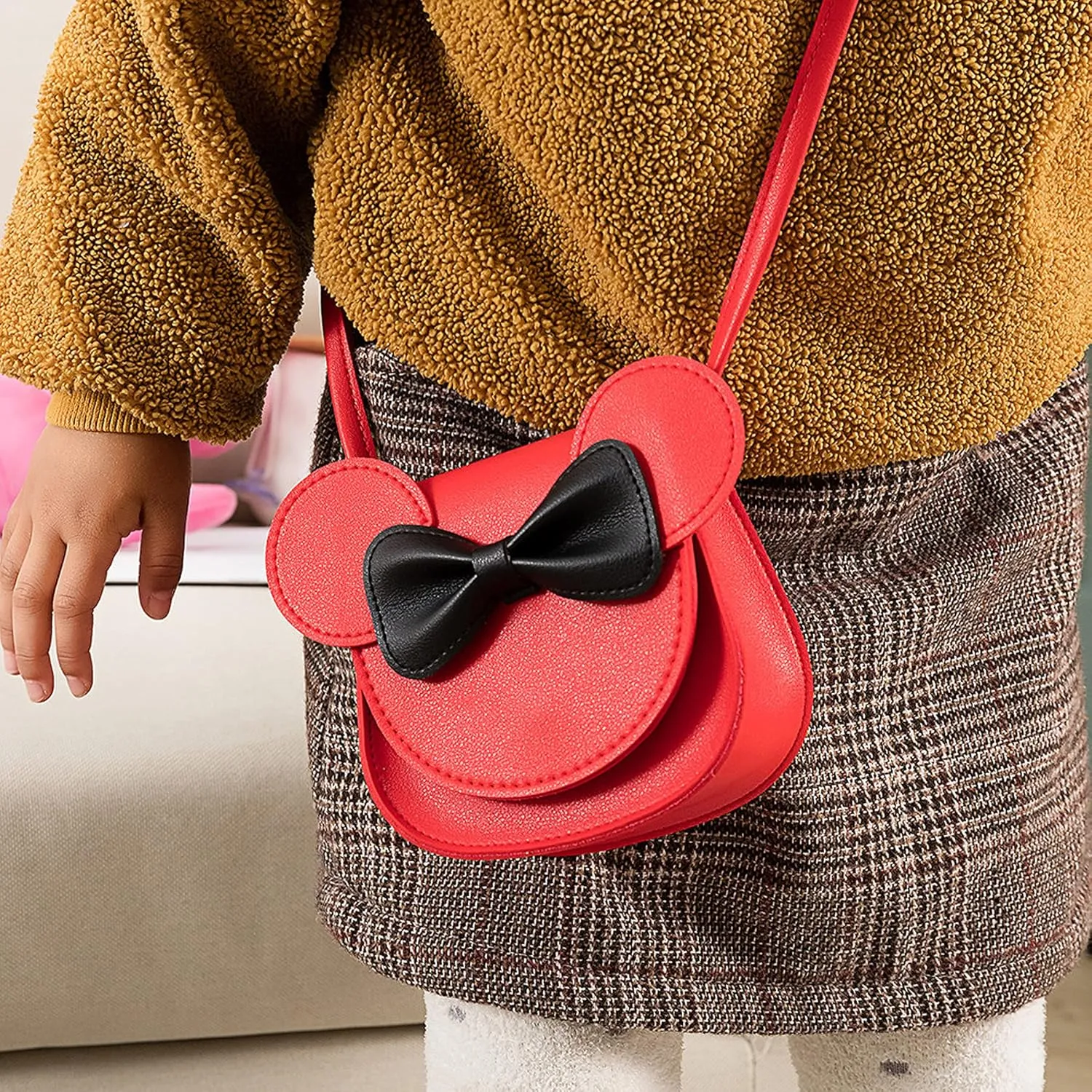 Bolley Joss Crossbody Purse Bowknot Shoulder Bag Handbag Little Girl's Cute Purse with Cartoon Mouse Ears